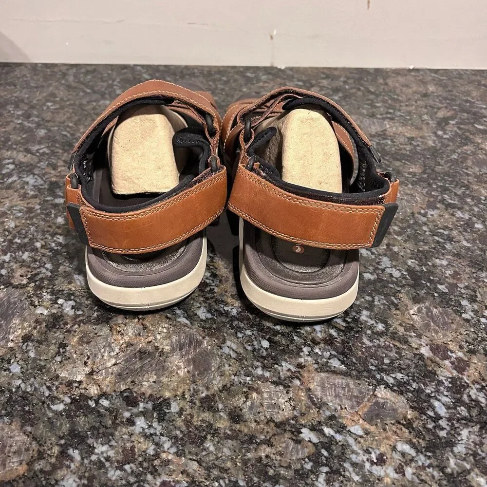 Clarks Unstructured Criss Cross Comfort Sandals Leather Brown Mens 11 M